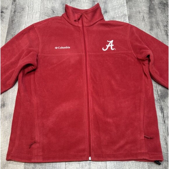 Columbia Alabama Crimson Tide Jacket Mens Large‎ Red Zip Fleece Embroidered Logo - Picture 4 of 13